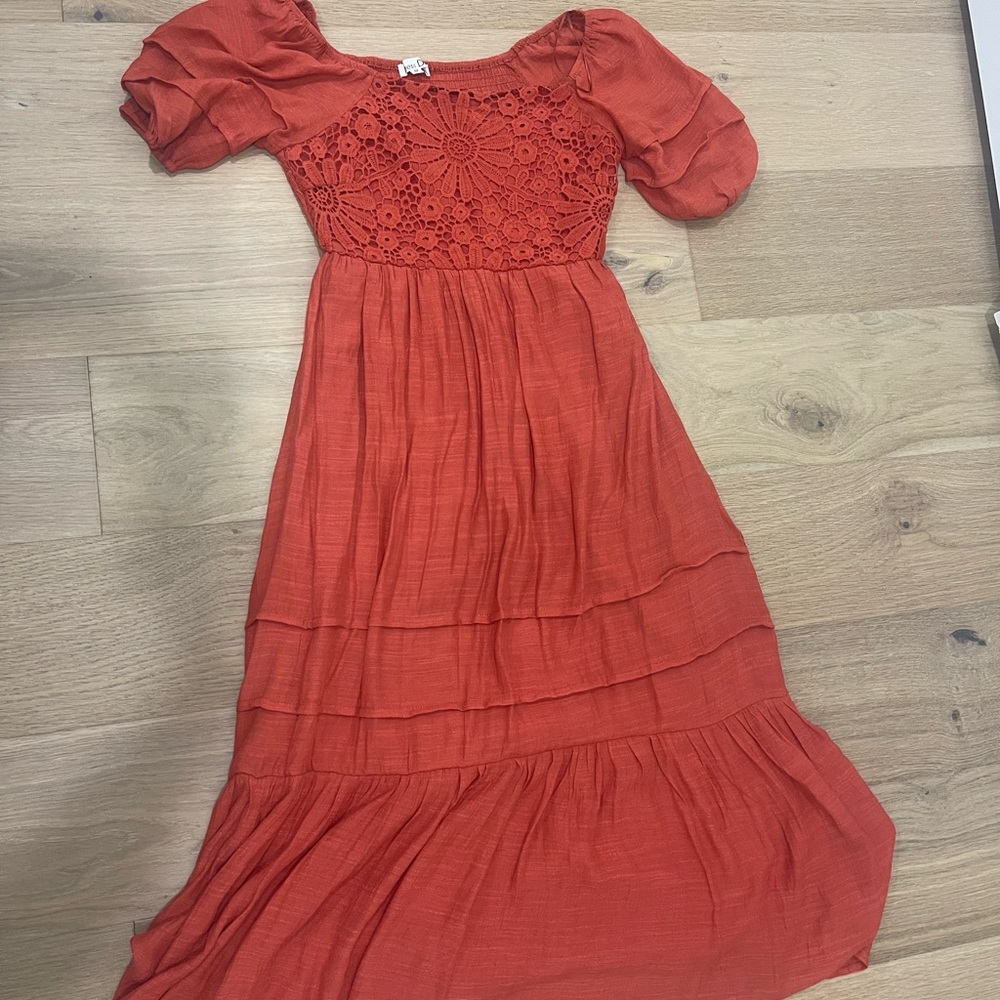 Orange Lace Maxi Dress